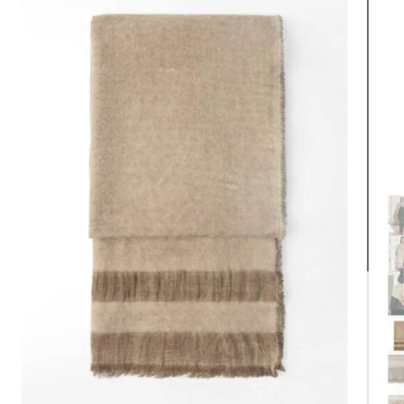 NWT ZARA STRIPED SCARF SAND - Picture 4 of 6